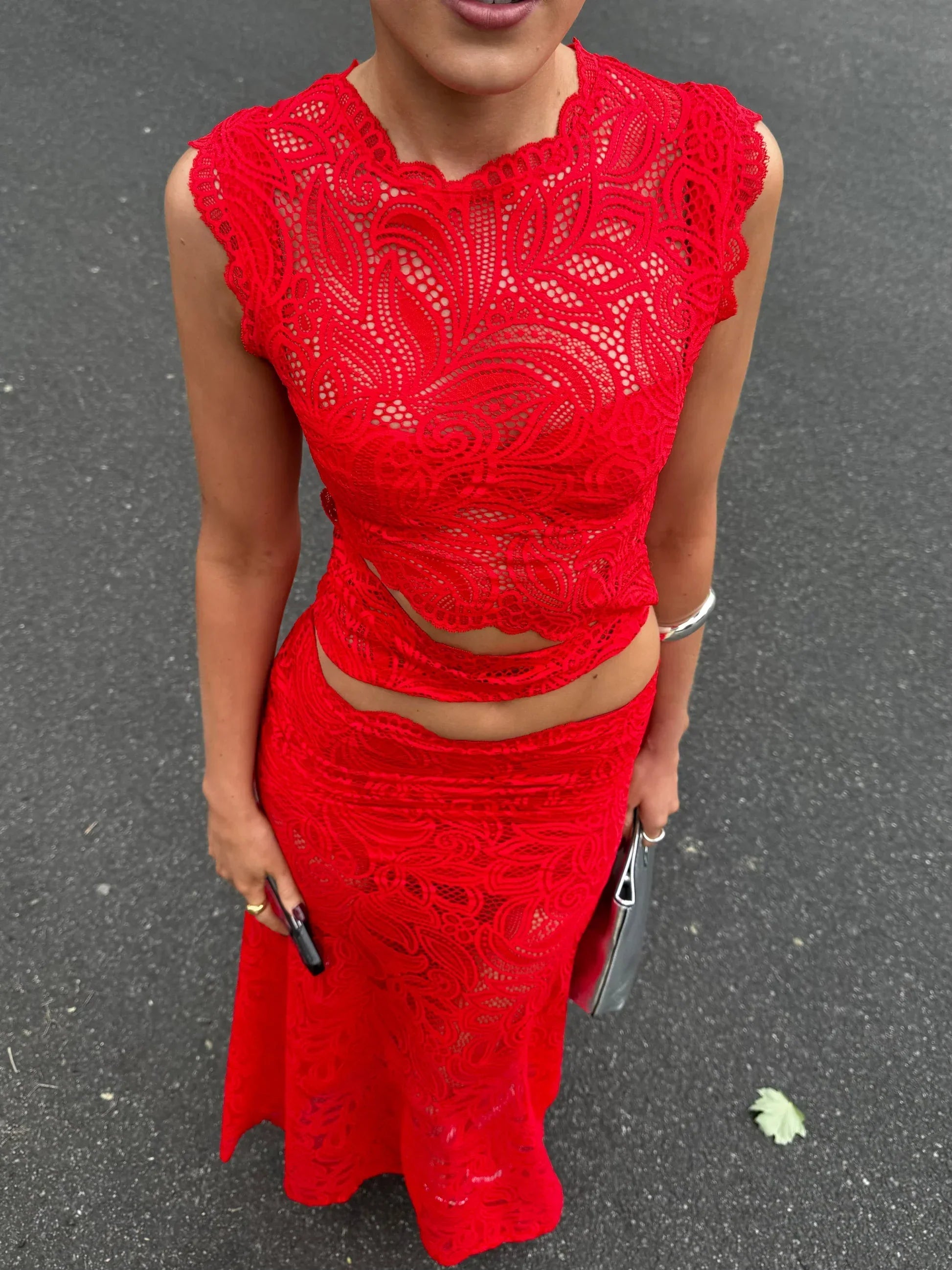 Ensemble Coordonné en Dentelle Roselle