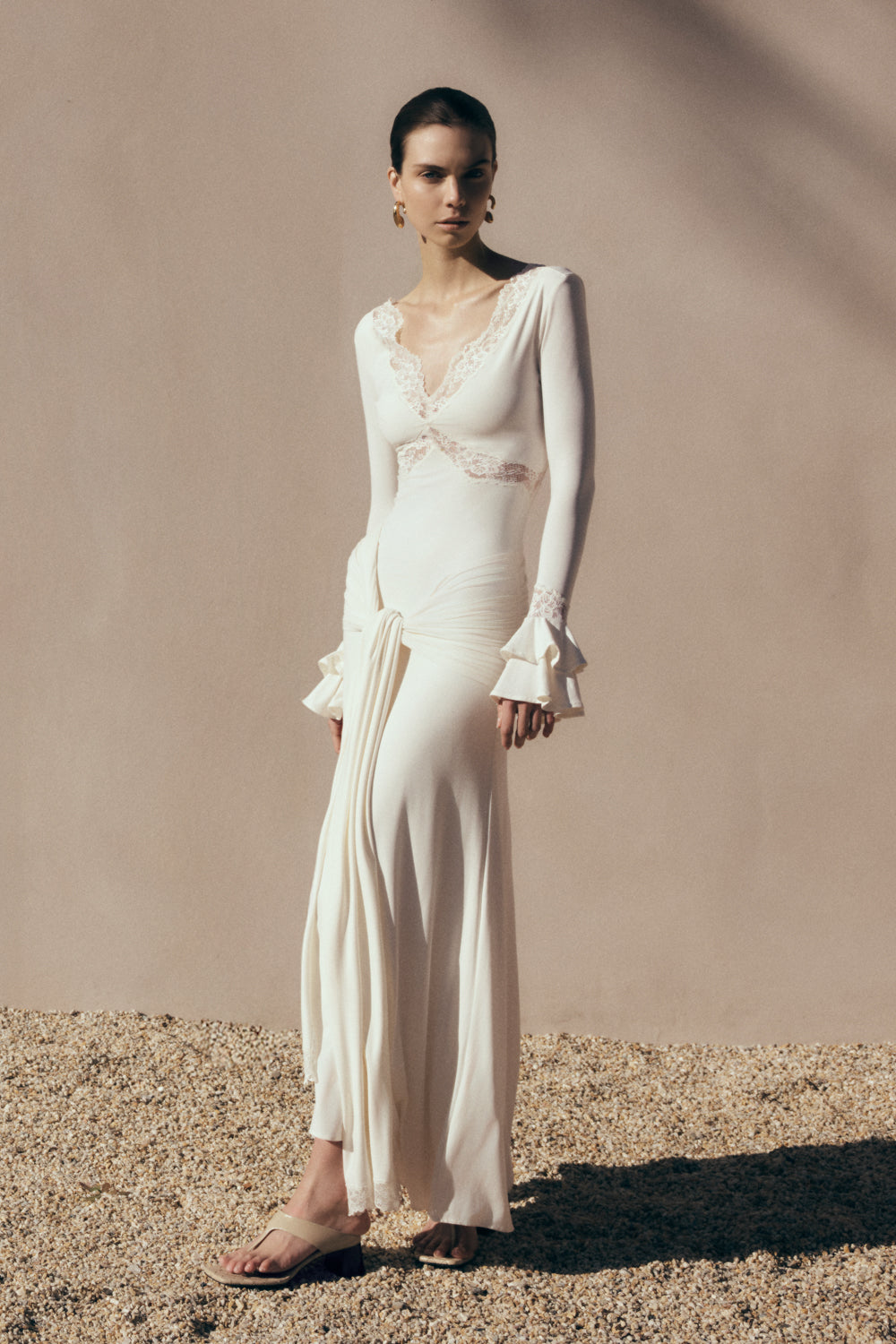 Robe Maxi en Dentelle Slinky Electra - Ivoire