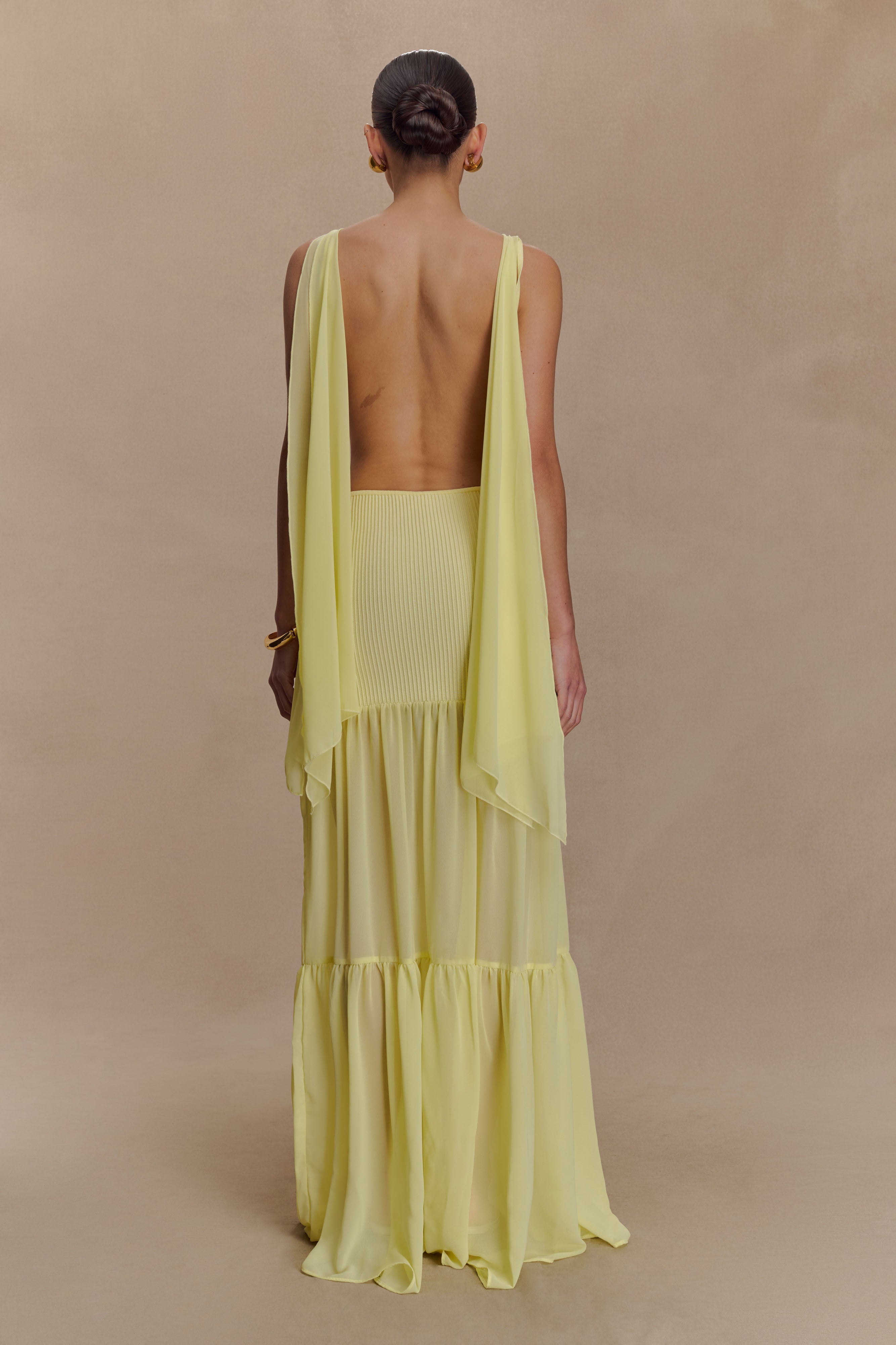 Robe Maxi en Tricot Chiffon Haille - Citron