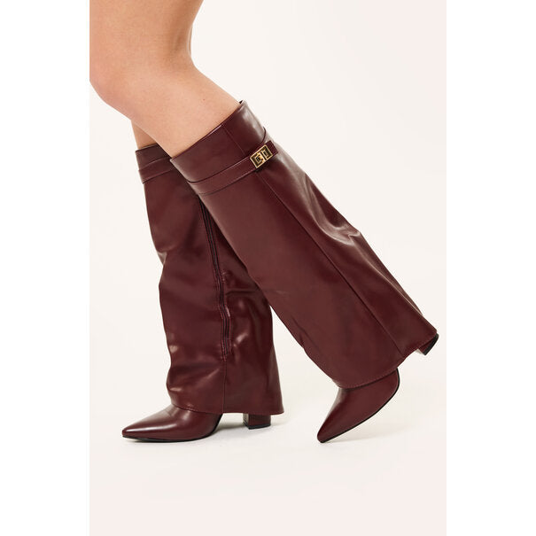 Bordeaux - Bottes Vegan Brillantes Hautes