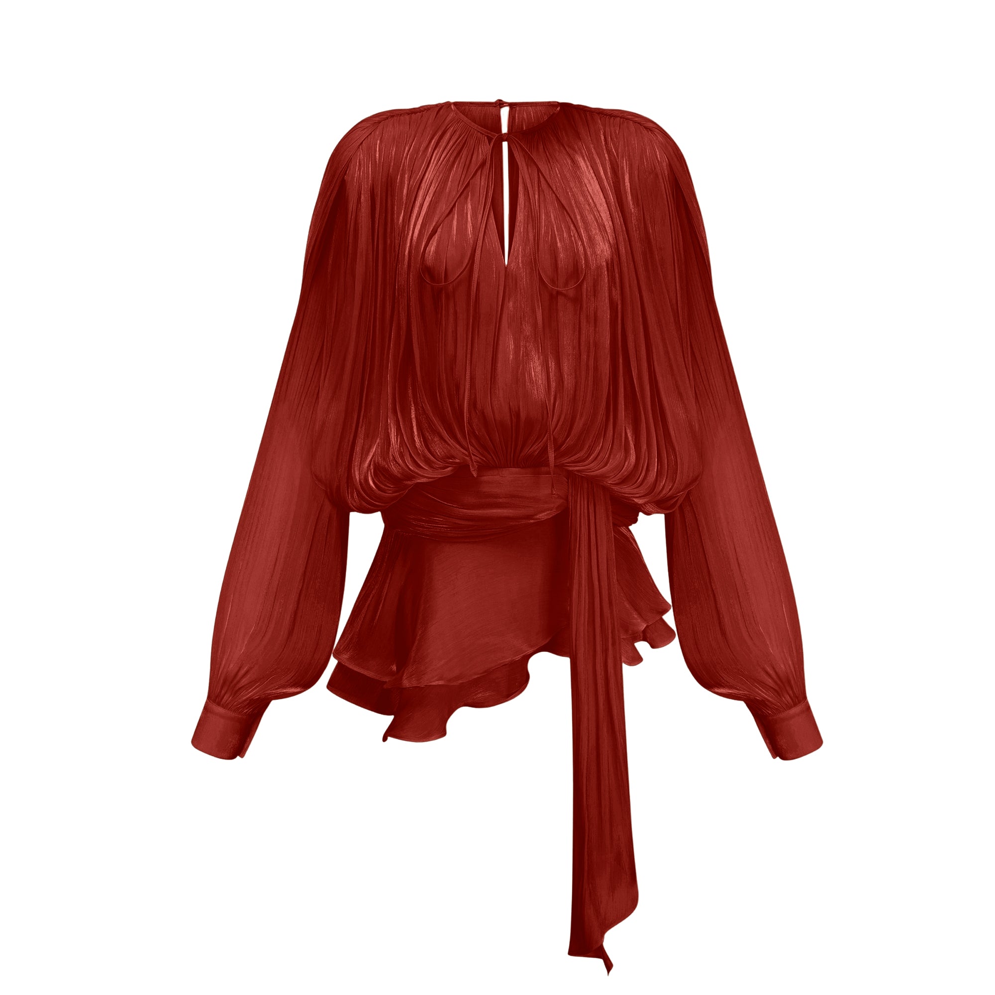 Ella - Robe Mini Volante à Plis Pleins Eugénie Rouge