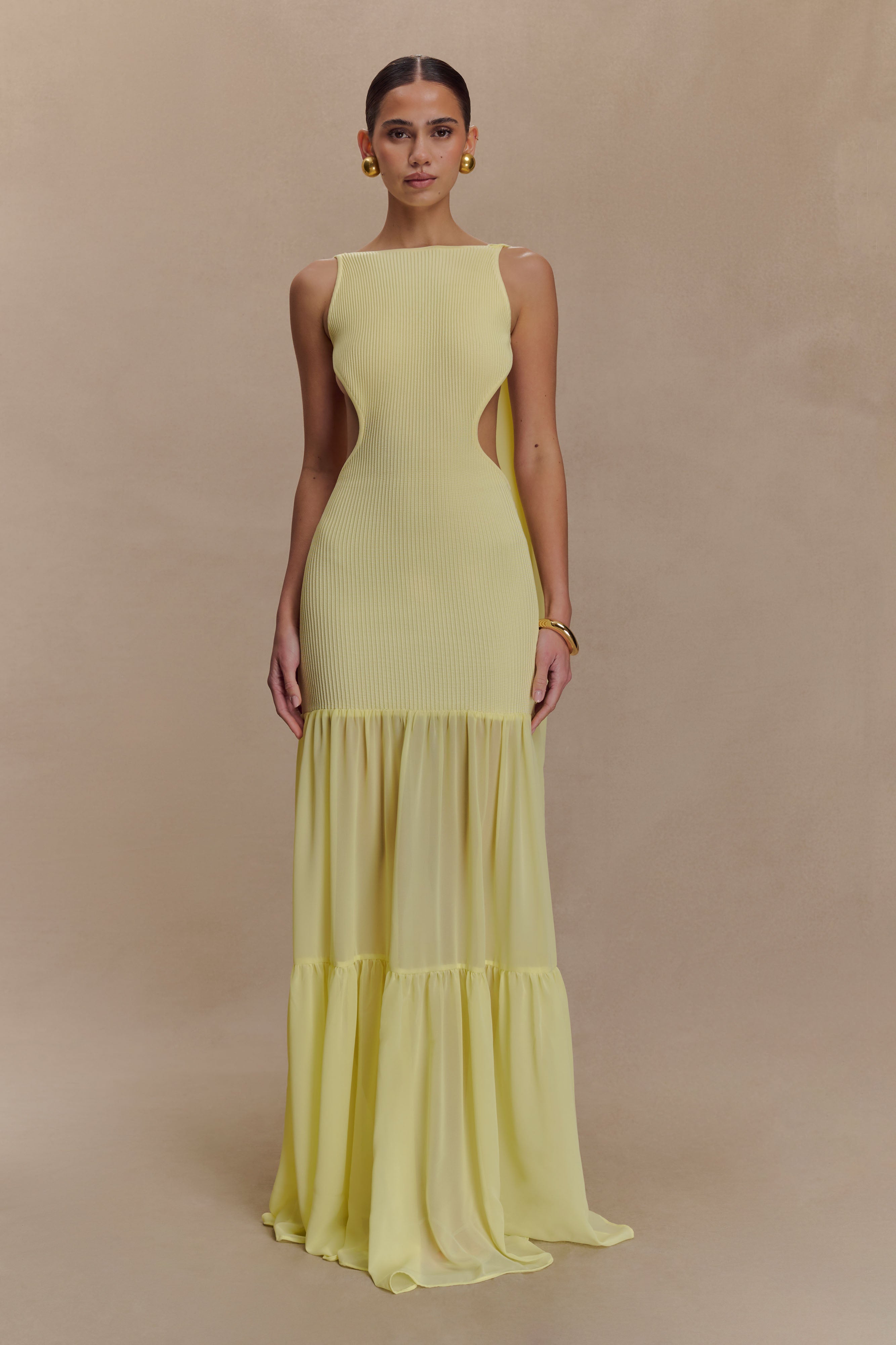 Robe Maxi en Tricot Chiffon Haille - Citron