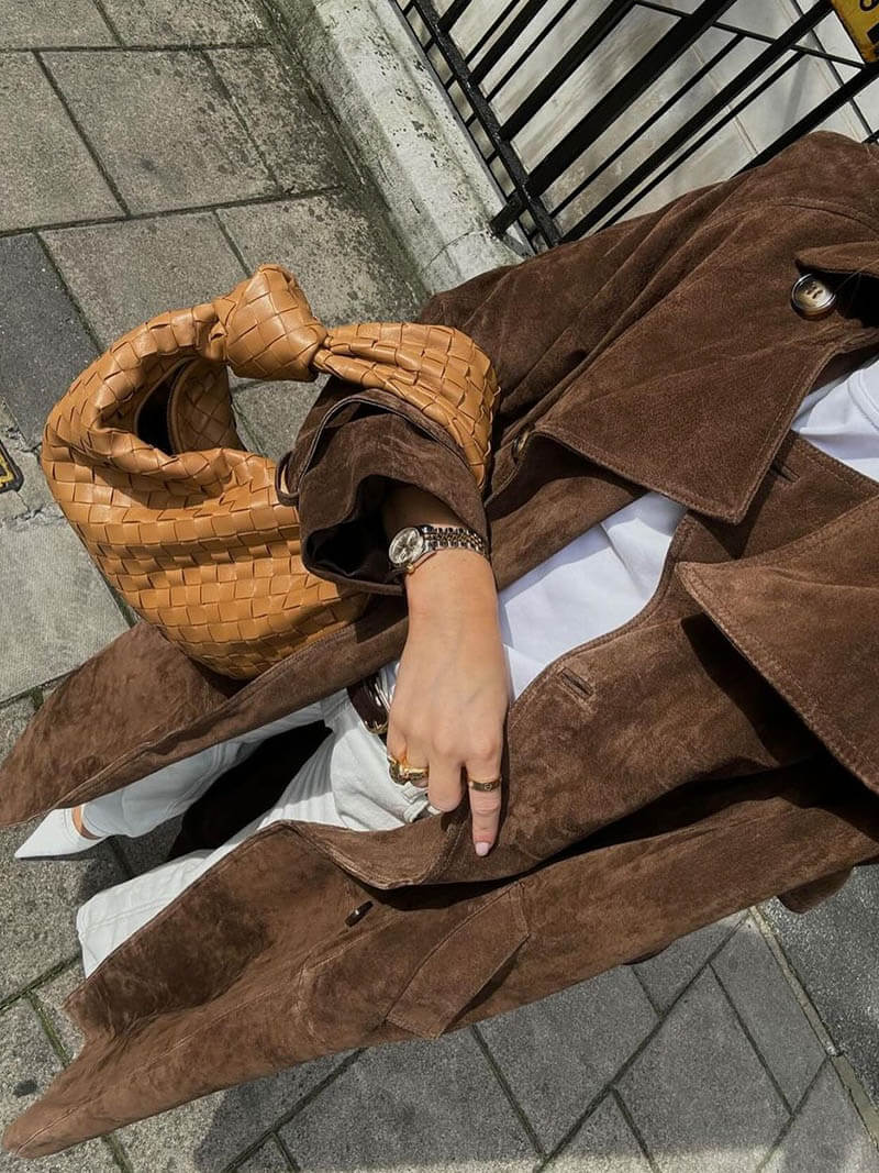 Manteau Trench Long en Suède pour Femmes - Sophie