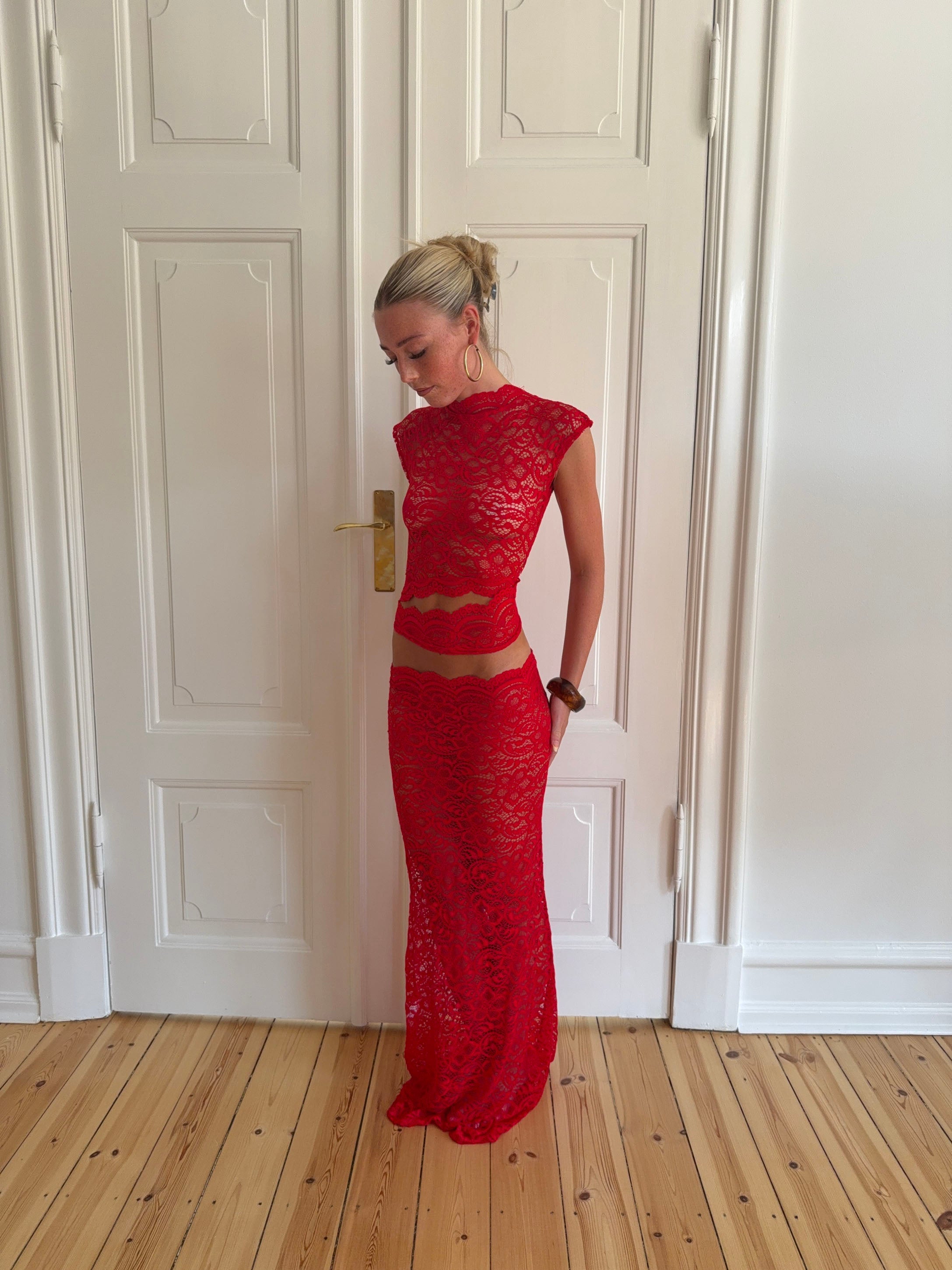 Jupe Marisol en dentelle - Rouge