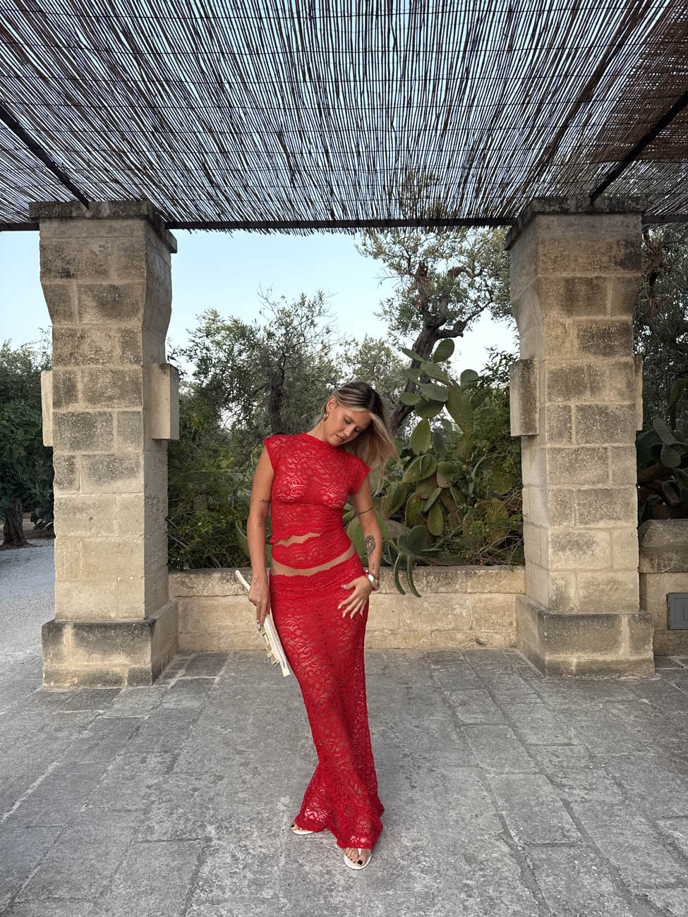 Jupe Marisol en dentelle - Rouge