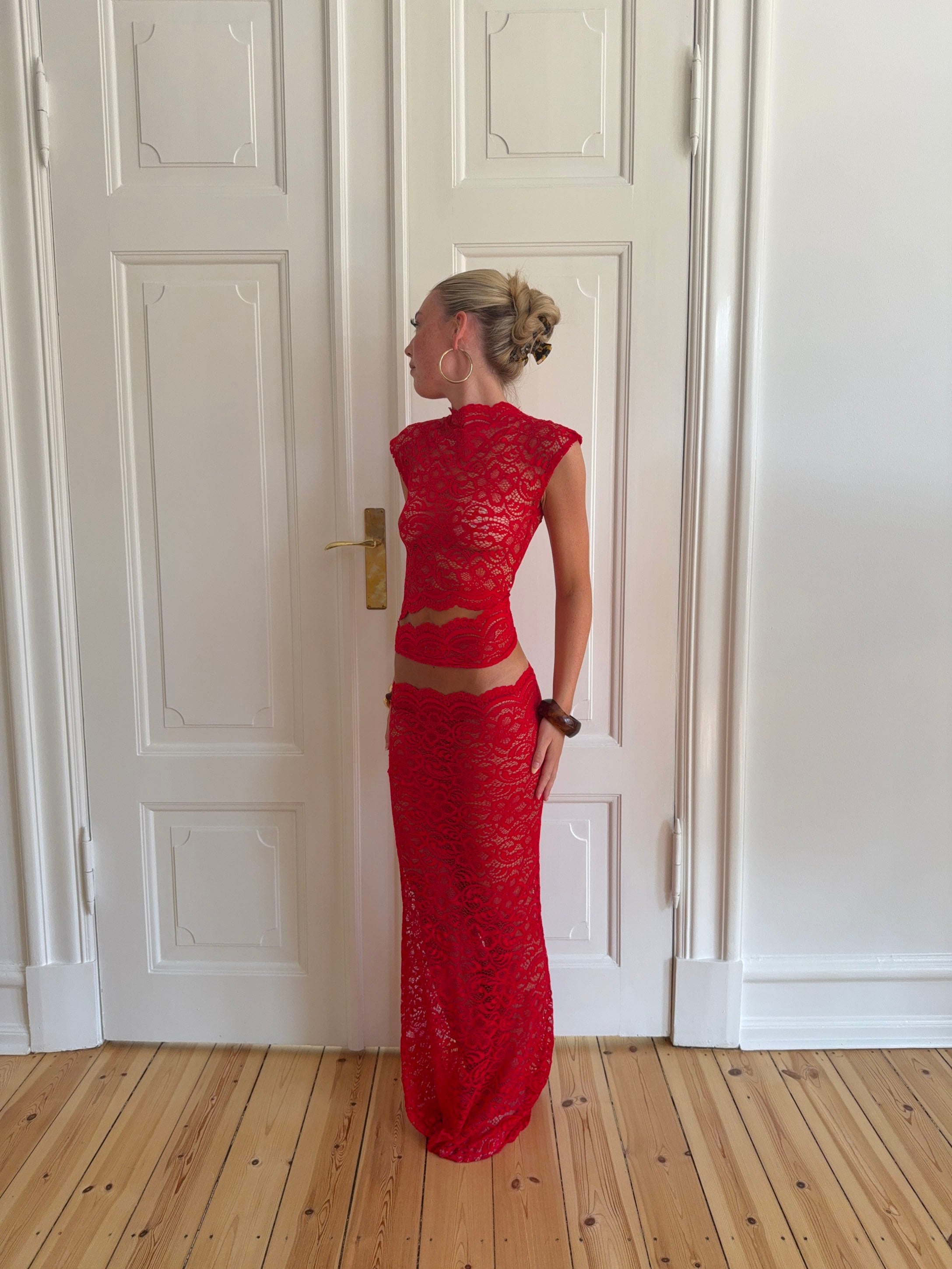 Jupe Marisol en dentelle - Rouge