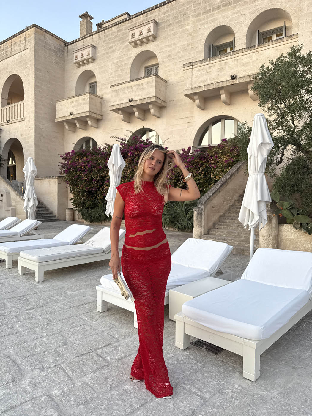 Jupe Marisol en dentelle - Rouge