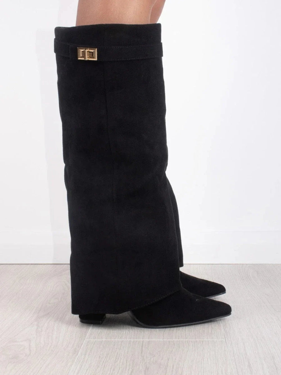 Noir Luxe - Bottes Vegans Hautes en Suède